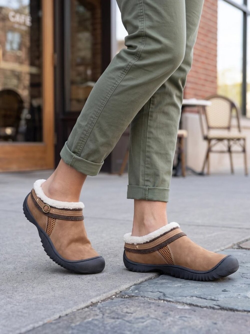 Jsport Women Jaynie Slip On Casual Shoe Lined Memory Foam All Terra Traction Tan